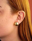 Brinco Dourado Redondo Texturizado Geométrico