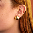 Brinco Dourado Redondo Texturizado Geométrico