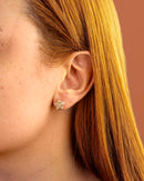 Brinco Dourado Flor Cravejada Zircônias