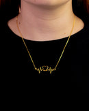 Colar Dourado Corrente Fina Pingente Batimento Cardíaco Coração