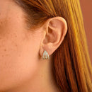 Brinco Dourado Leque com Microzircônias Cravejadas