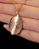 Colar Dourado Corrente Fina Pingente Medalha Oval Gravado Fé