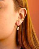 Brinco Pendente Dourado Cristal Redondo Solitário