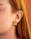 Brinco Dourado Argola Tripla Sobreposta