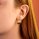 Brinco Dourado Argola Tripla Sobreposta