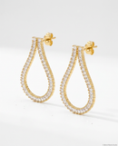 Brinco Argola Folheada a Ouro 18k Gota Totalmente Cravejada Cristais