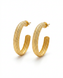 Brinco Argola Folheada a Ouro 18k Textura Cubos Relevo