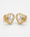 Brinco Folheado a Ouro 18k Coração Ornamentado Detalhes Prateados