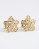 Brinco Folheado a Ouro 18k Flor Cravejada Zircônias