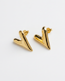 Brinco Folheado a Ouro 18k Formato V Angular Chevron