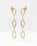 Brinco Folheado a Ouro 18k Longo Elos com Microzircônias