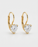 Brinco Pendente Folheado a Ouro 18k Coração Cristal Transparente Argola