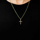 Colar Dourado Corrente Elo Português com Crucifixo Jesus Cristo