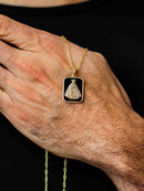 Colar Dourado Nossa Senhora Aparecida com Fundo Preto Retangular