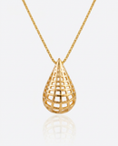 Colar Folheado a Ouro 18k com Pingente Gota Vazado em Design Geométrico 3D