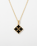 Colar Folheado a Ouro 18k com Pingente Quatro Trevos Preto