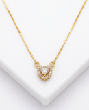 Colar Folheado a Ouro 18k com Pingente de Coração em Zircônia Cristal e Detalhes Vazados