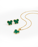 Kit Dourado Borboleta Verde Esmeralda com Detalhe Pontilhado