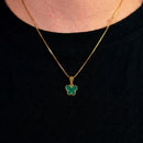 Kit Dourado Borboleta Verde Esmeralda com Detalhe Pontilhado