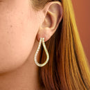 Brinco Argola Dourada Gota Totalmente Cravejada Cristais