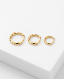 Trio de Brincos Folheados a Ouro 18k Argola Lisa Clássica