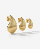 Trio de Brincos Folheados a Ouro 18k Gota Texturizada