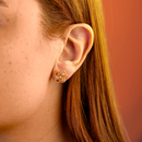 Brinco Dourado Quadrado Trama Entrelaçada Texturizada