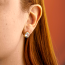 Brinco Dourado Redondo Cristal Grande Transparente