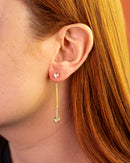 Brinco Pendente Coração Cravejado Longo Cristais