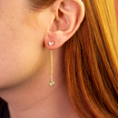 Brinco Pendente Coração Cravejado Longo Cristais