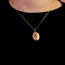 Colar Dourado Corrente Fina Pingente Medalha Oval Gravado Fé