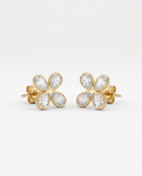 Brinco Folheado a Ouro 18k Flor com Zircônias e Gota Cristal
