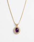 Colar Folheado a Ouro 18k Pedra Roxa Cravejada em Microzircônias