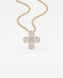 Colar Folheado a Ouro 18k Flor com Zircônias e Gota Cristal